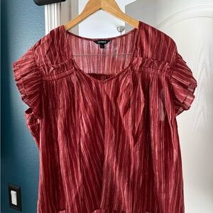 Express Red and White Striped Blouse